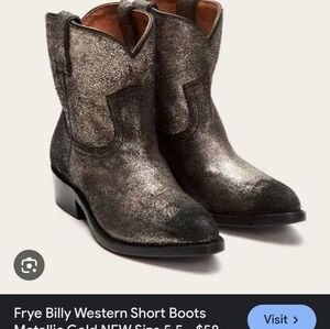 Frye Billy Metallic Gold Western Short Boots